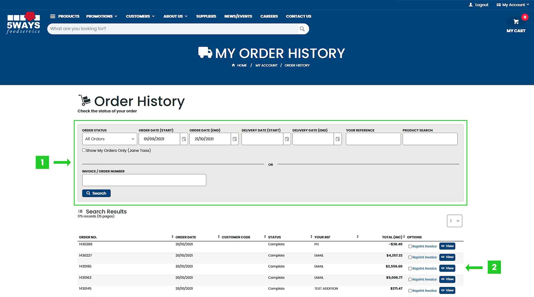 My Order History